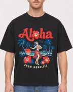 Mockup Boxy Heavyweight Tee Black male close-up 38