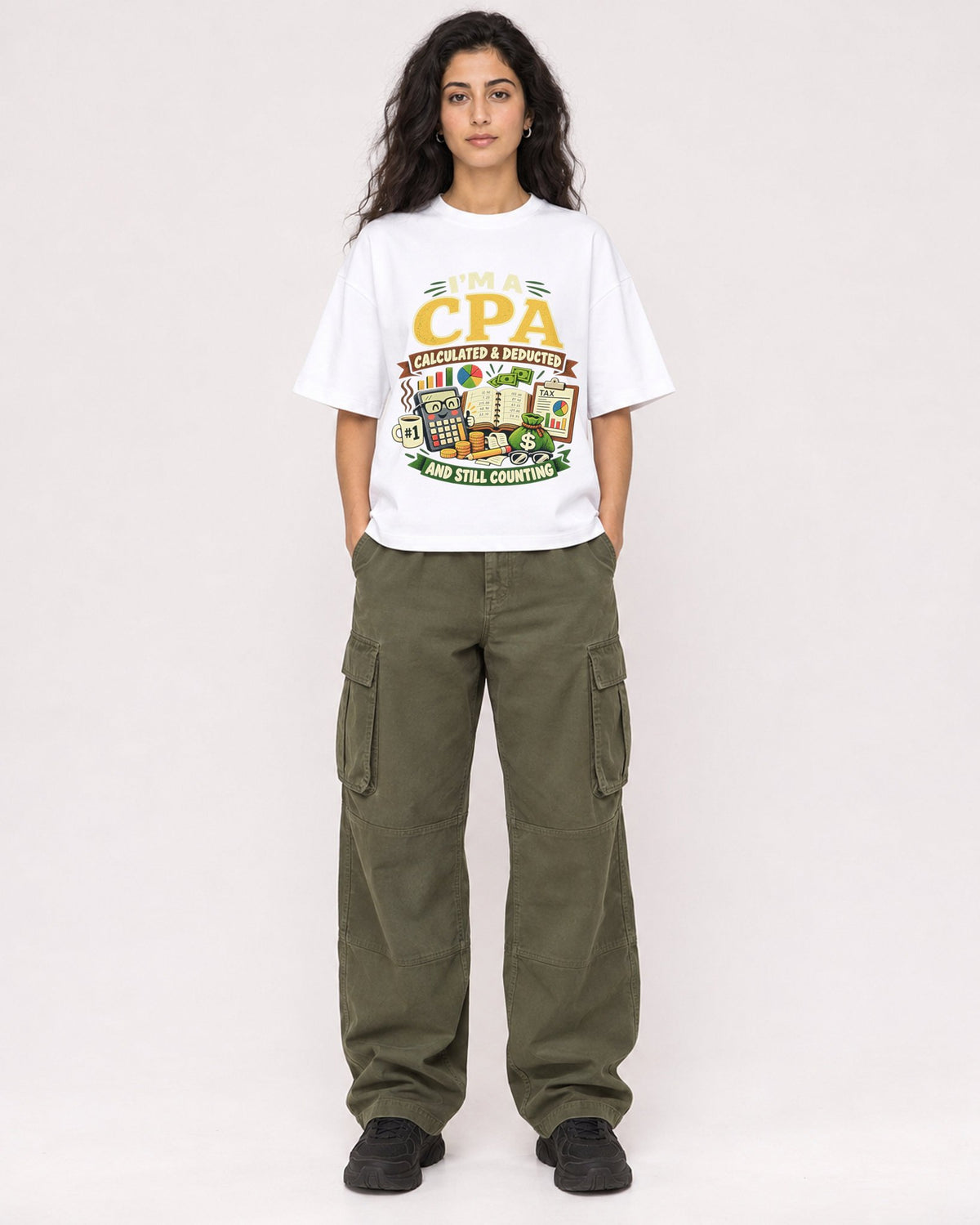 Mockup Boxy Heavyweight Tee White female full-body 07