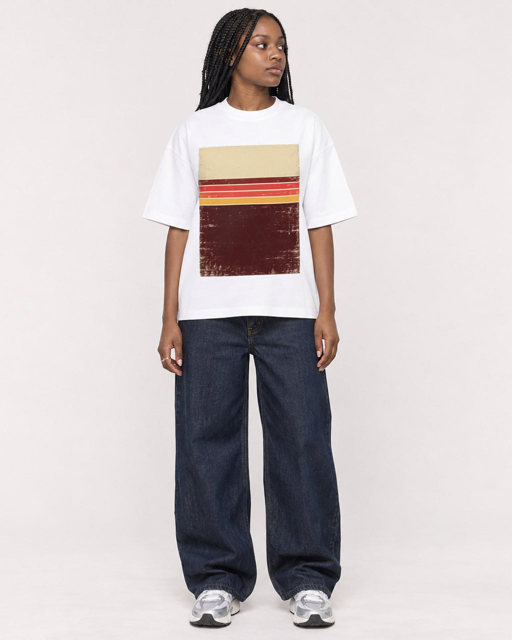 Mockup Boxy Heavyweight Tee White female full-body 04
