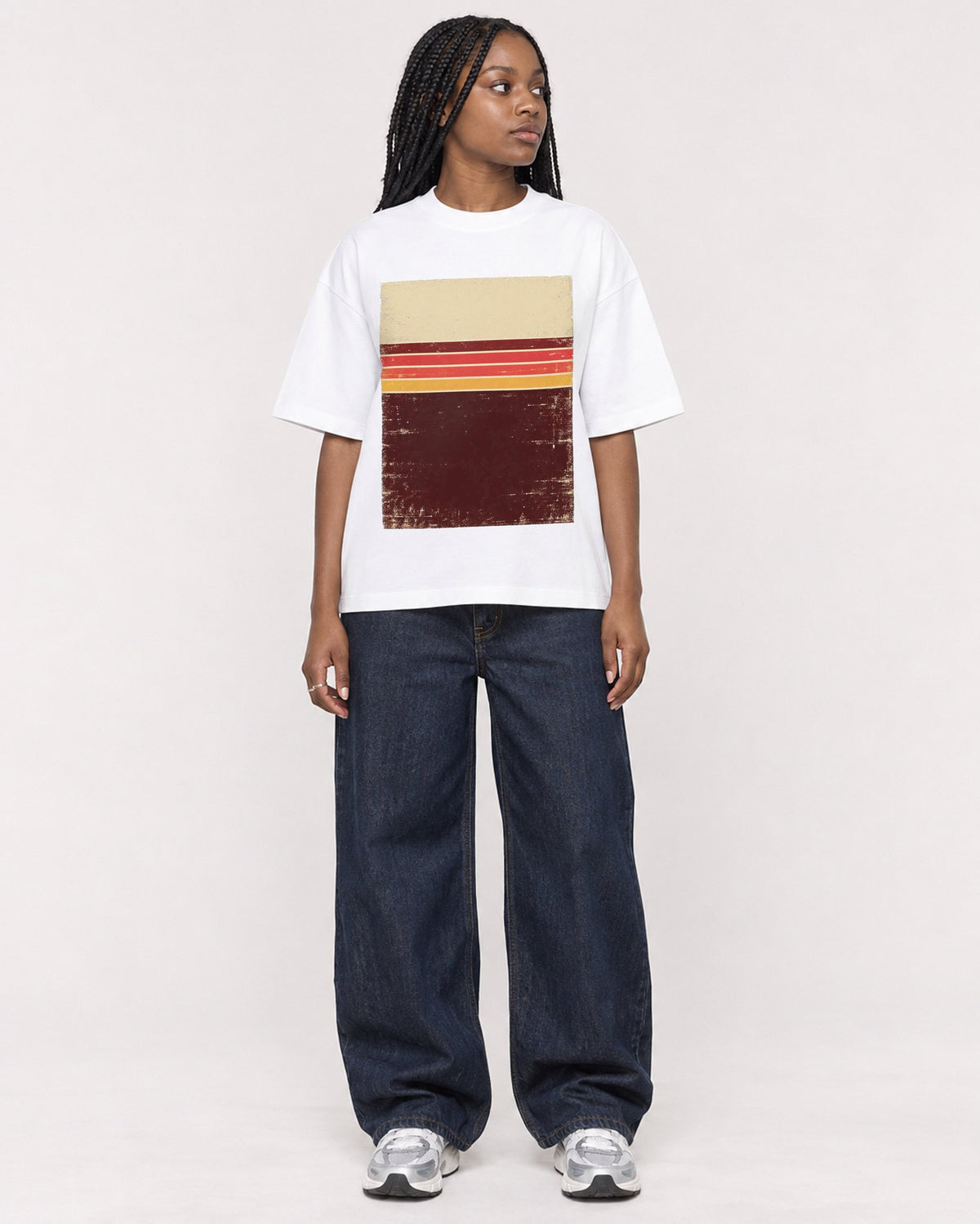 Mockup Boxy Heavyweight Tee White female full-body 04