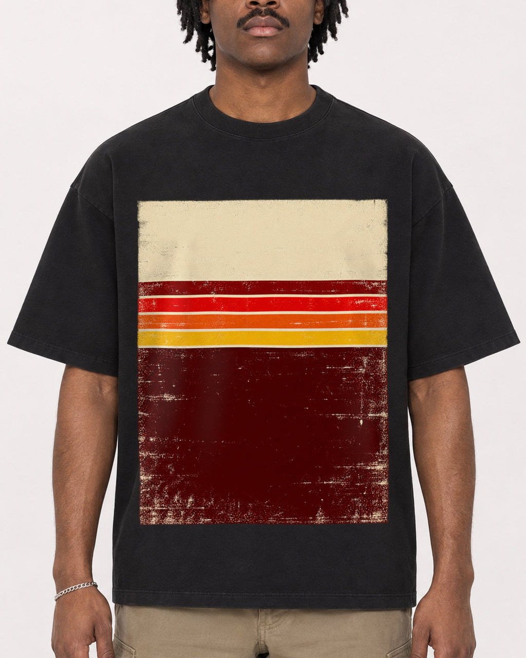 Mockup Boxy Heavyweight Tee Black male close-up 04