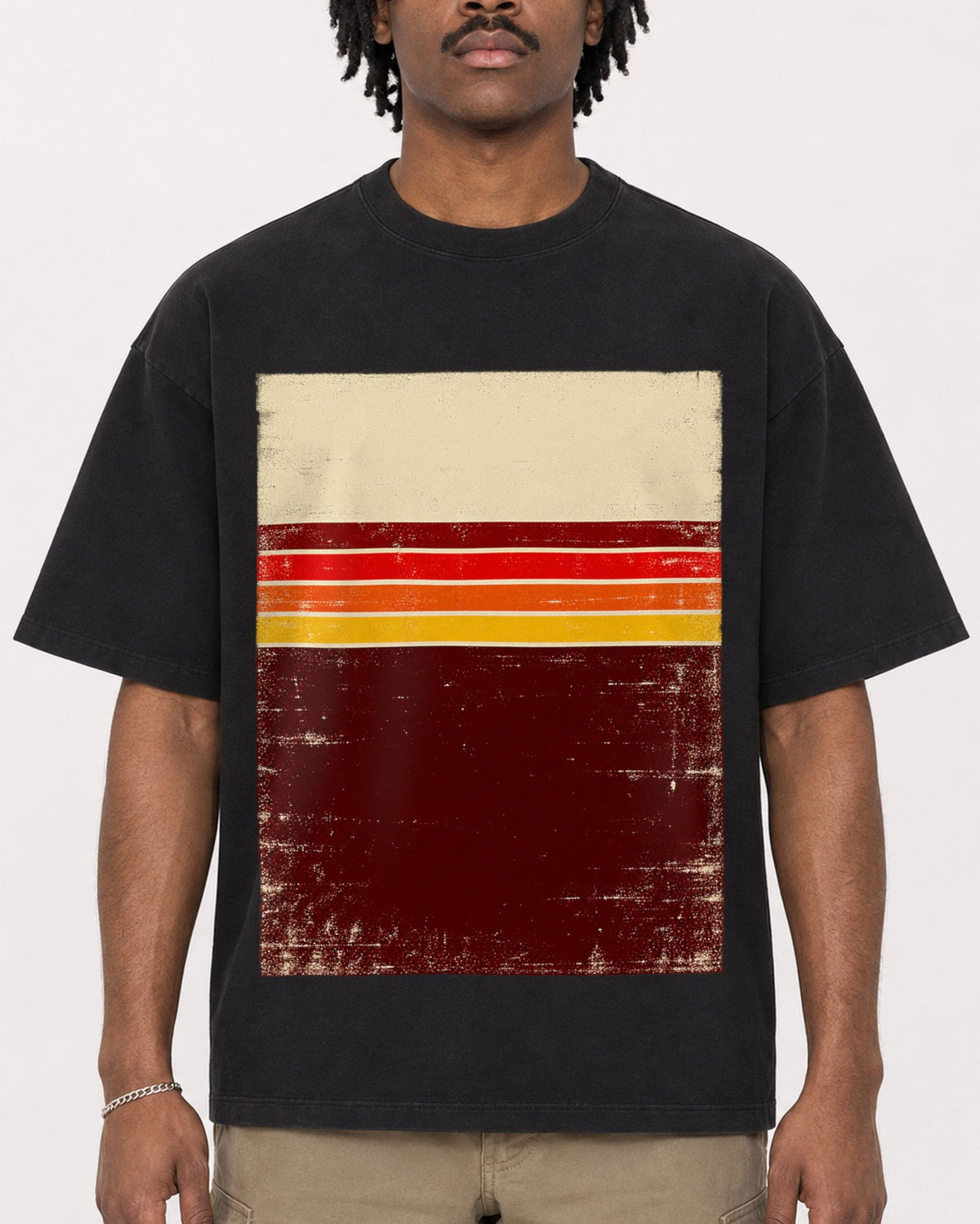 Mockup Boxy Heavyweight Tee Black male close-up 04