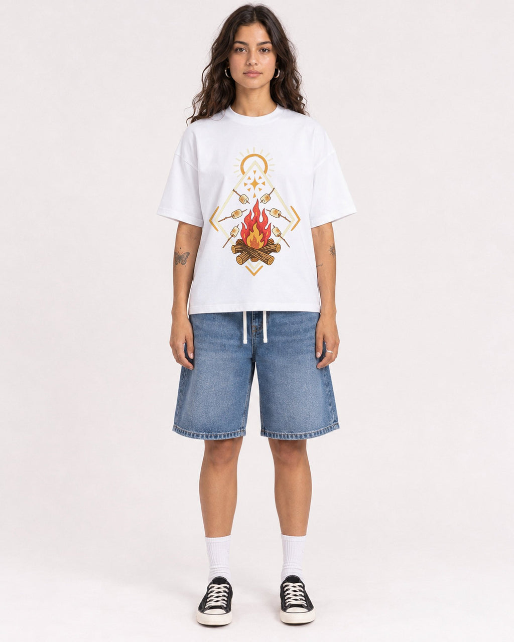Mockup Boxy Heavyweight Tee White female full-body 06