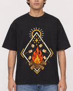 Mockup Boxy Heavyweight Tee Black male close-up 06