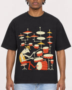 Mockup Boxy Heavyweight Tee Black male close-up 05