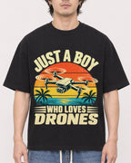 Mockup Boxy Heavyweight Tee Black male close-up 03