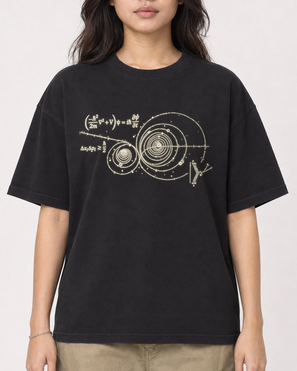 Mockup Boxy Heavyweight Tee Black female close-up 02