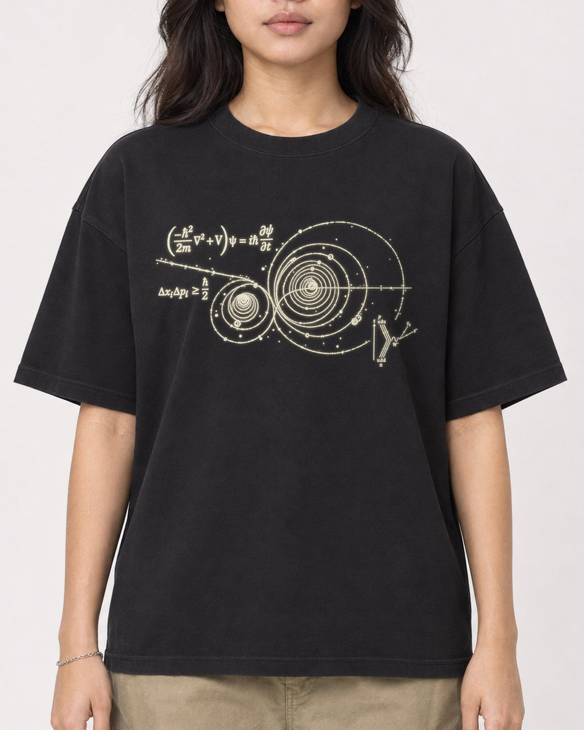 Mockup Boxy Heavyweight Tee Black female close-up 02