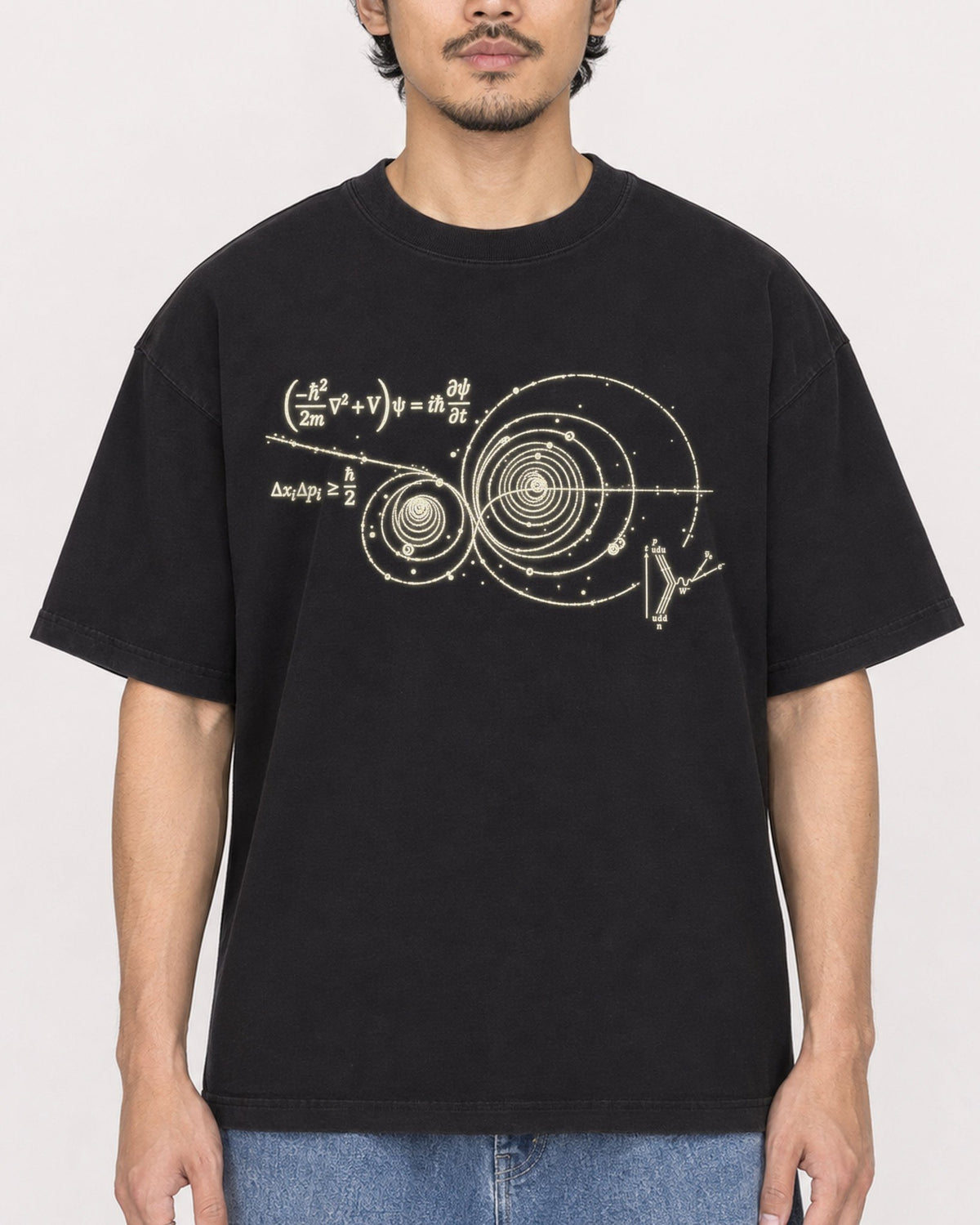 Mockup Boxy Heavyweight Tee Black male close-up 02