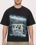 Mockup Boxy Heavyweight Tee Black male close-up 08