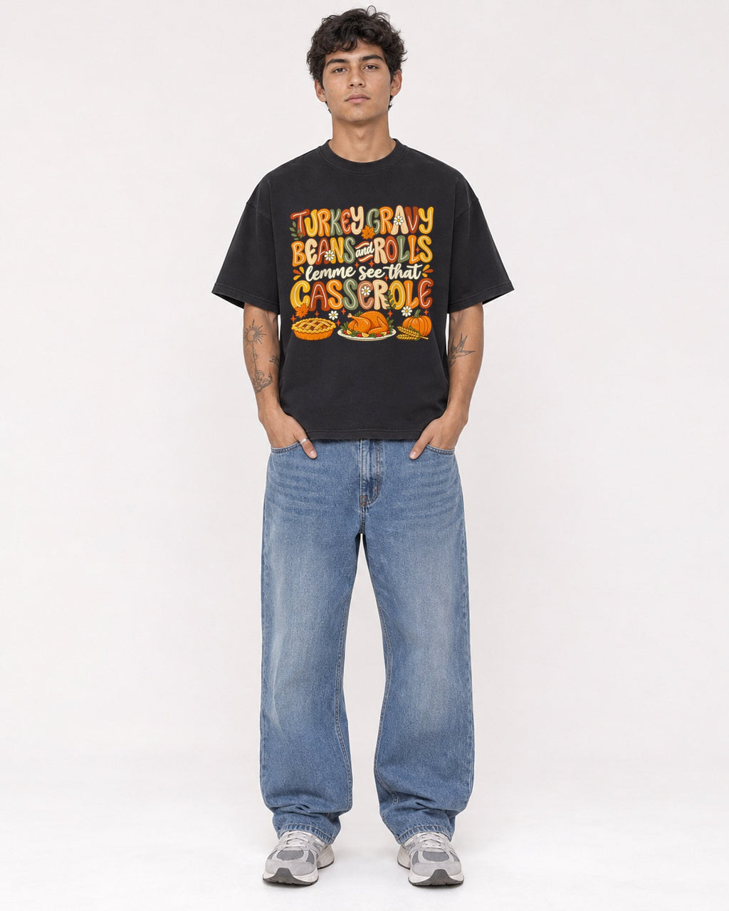 Mockup Boxy Heavyweight Tee Black male full-body 06