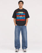 Mockup Boxy Heavyweight Tee Black male full-body 10