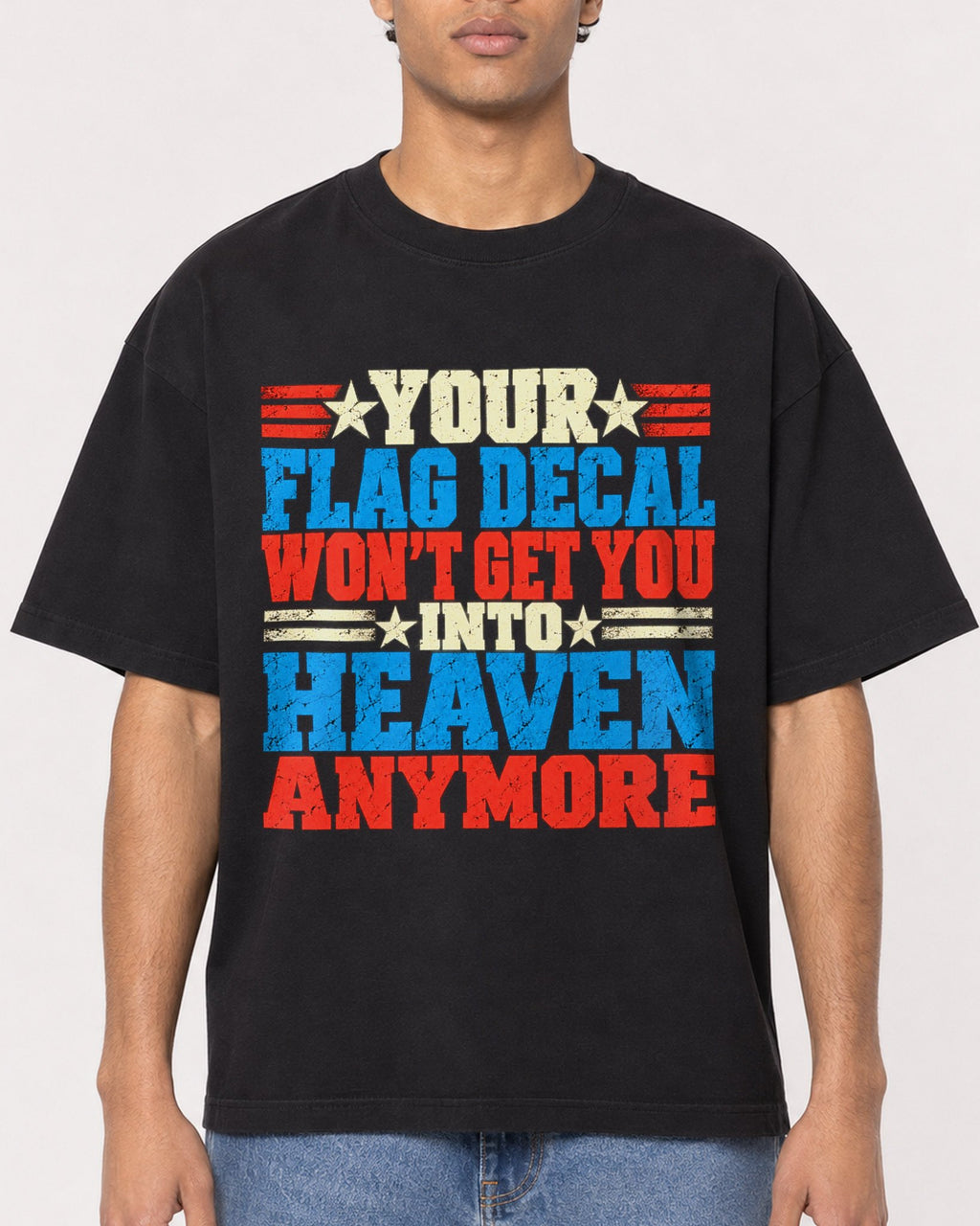 Mockup Boxy Heavyweight Tee Black male close-up 10