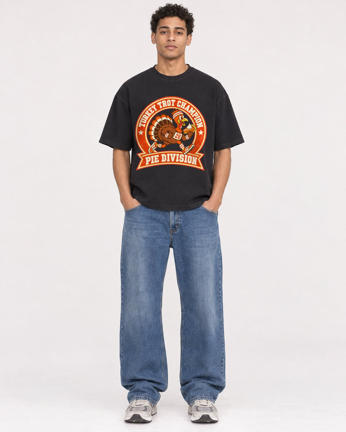 Mockup Boxy Heavyweight Tee Black male full-body 10
