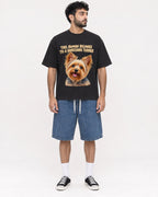 Mockup Boxy Heavyweight Tee Black male full-body 07