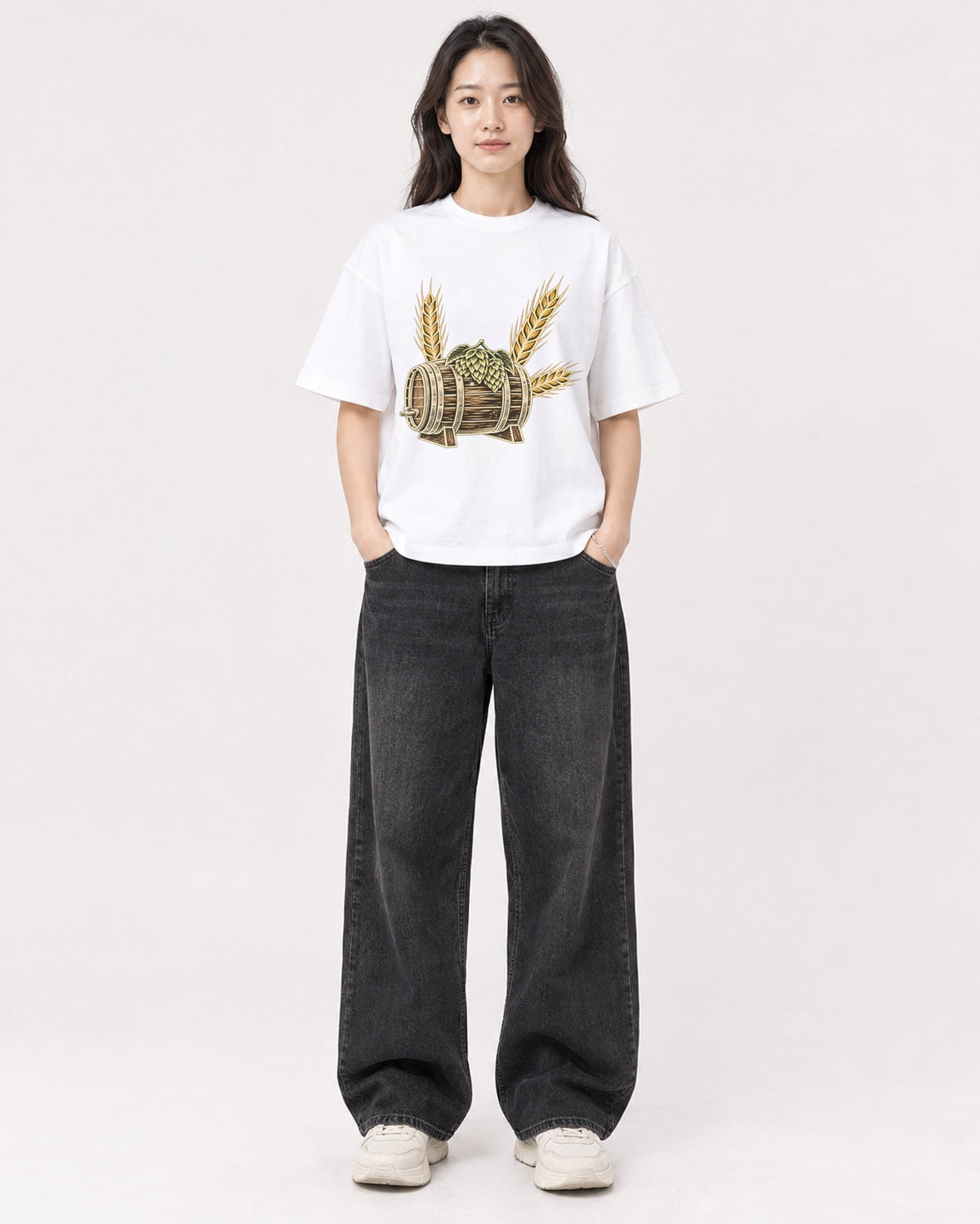 Mockup Boxy Heavyweight Tee White female full-body 03