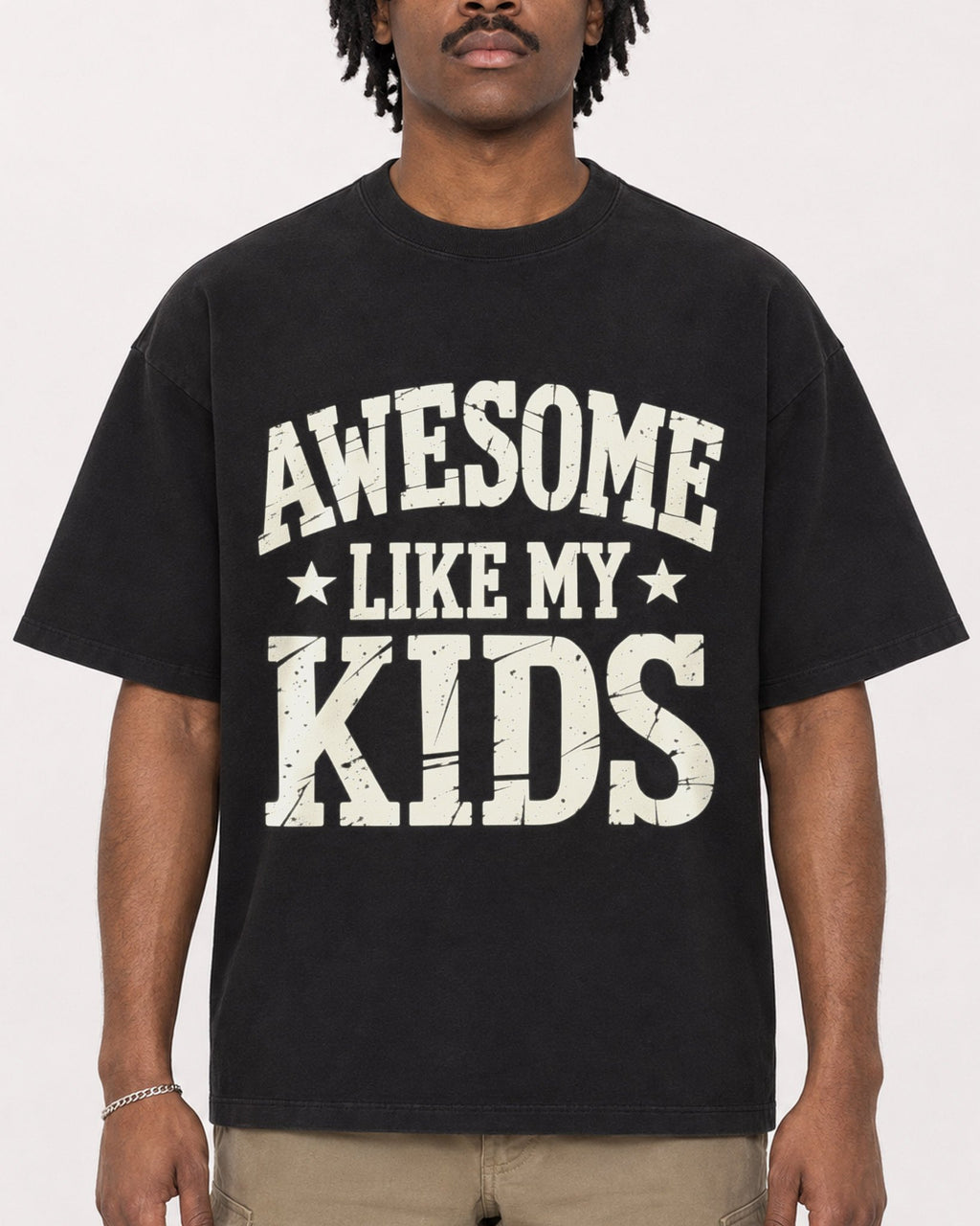 Mockup Boxy Heavyweight Tee Black male close-up 04