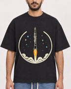 Mockup Boxy Heavyweight Tee Black male close-up 07