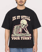 Mockup Boxy Heavyweight Tee Black male close-up 02