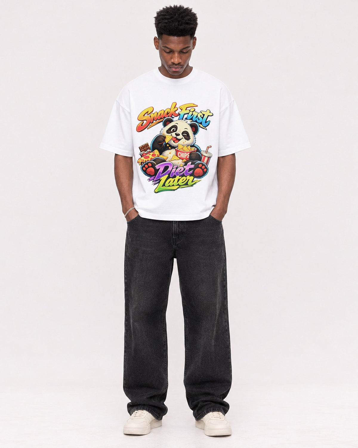 Mockup Boxy Heavyweight Tee White male full-body 15