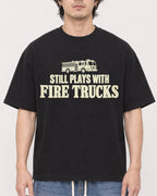 Mockup Boxy Heavyweight Tee Black male close-up 03