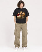 Mockup Boxy Heavyweight Tee Black female full-body 18