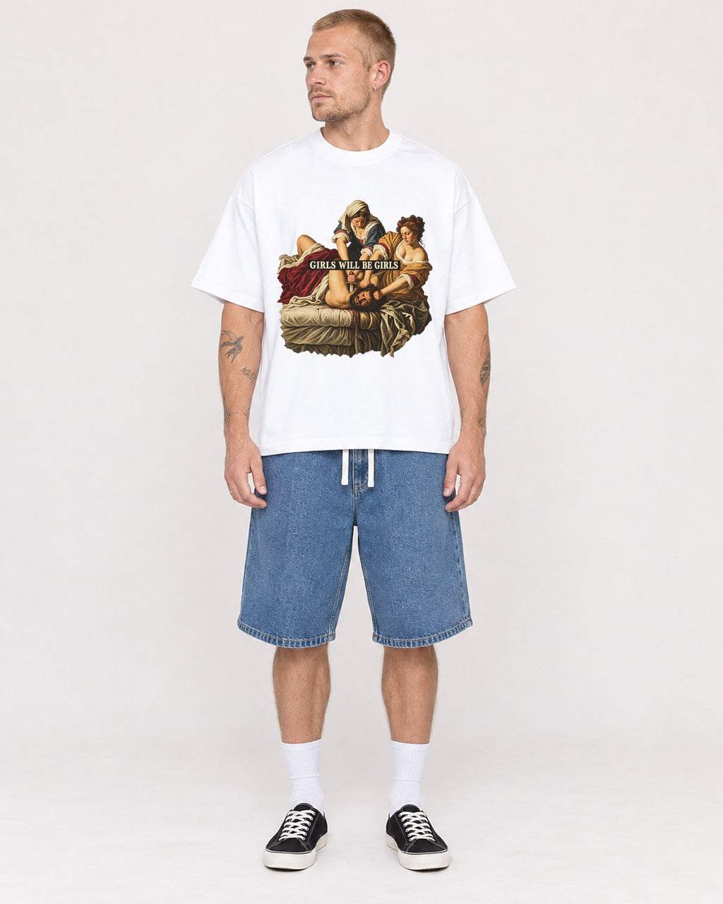 Mockup Boxy Heavyweight Tee White male full-body 18