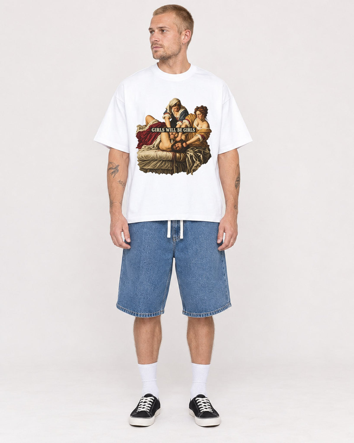 Mockup Boxy Heavyweight Tee White male full-body 18