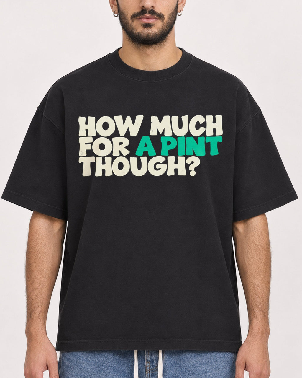 Mockup Boxy Heavyweight Tee Black male close-up 07