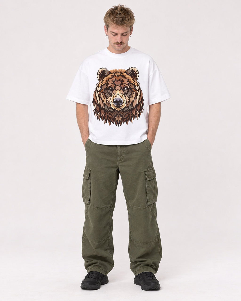 Mockup Boxy Heavyweight Tee White male full-body 19