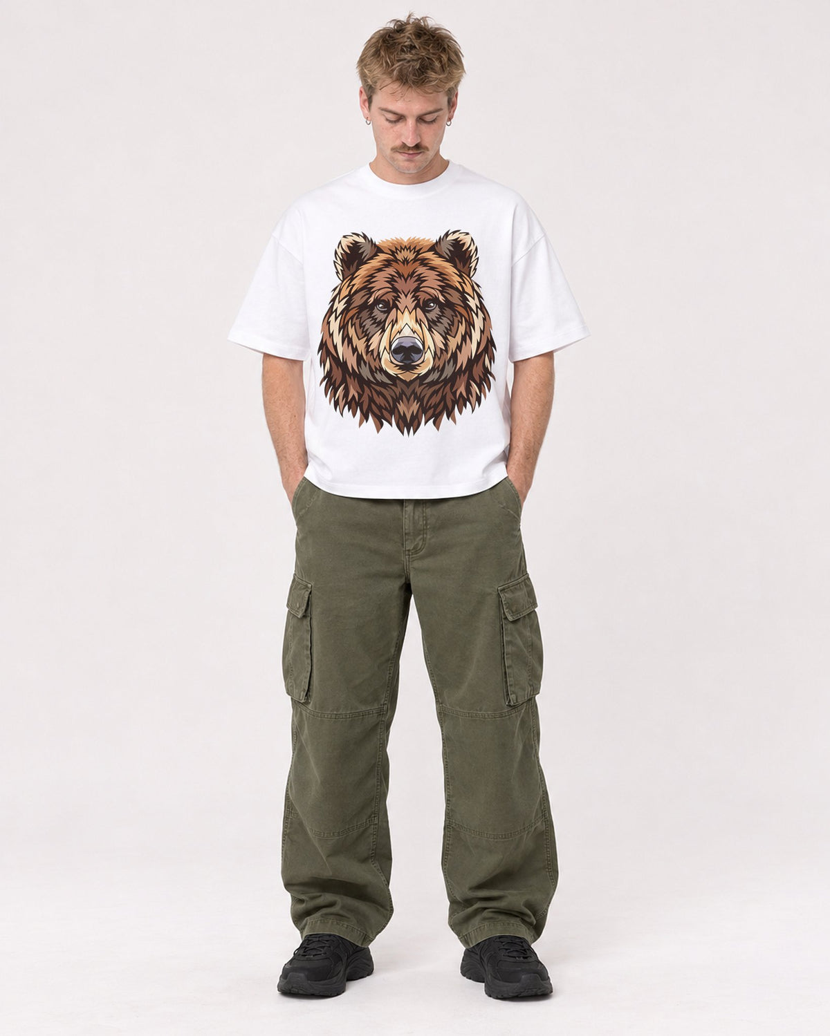 Mockup Boxy Heavyweight Tee White male full-body 19