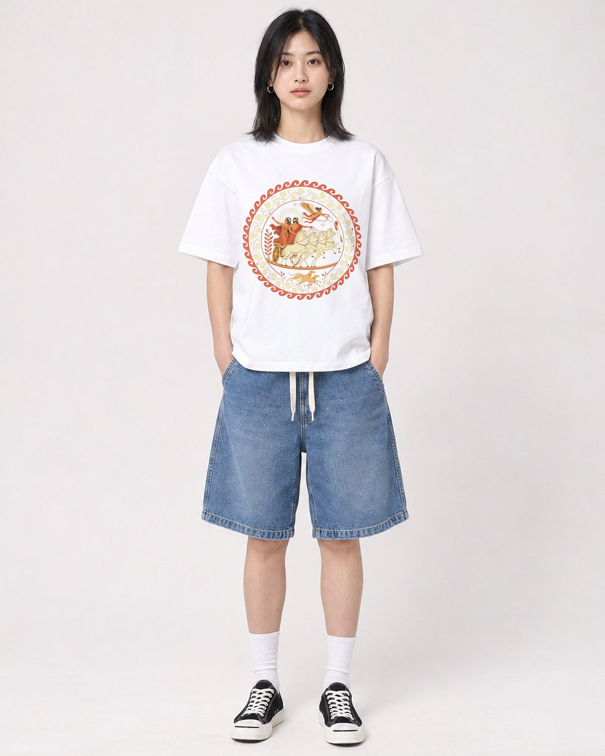 Mockup Boxy Heavyweight Tee White female full-body 31