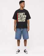 Mockup Boxy Heavyweight Tee Black male full-body 15