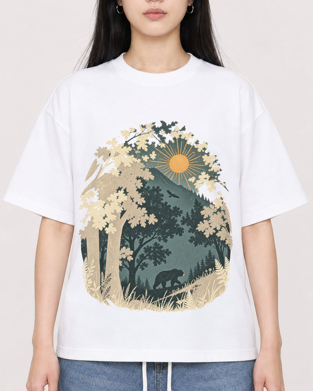 Mockup Boxy Heavyweight Tee White female close-up 01