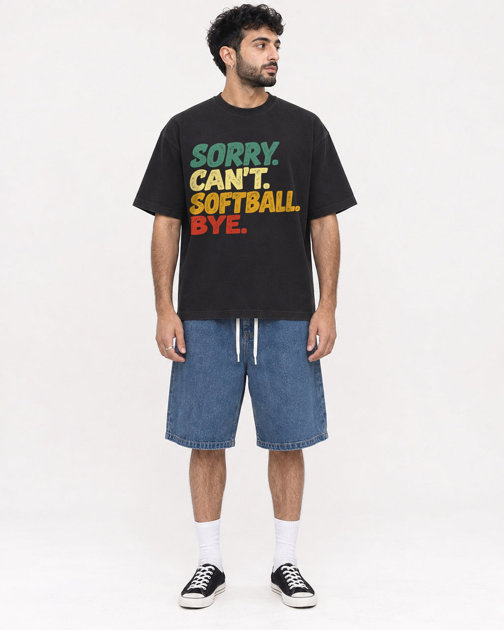 Mockup Boxy Heavyweight Tee Black male full-body 07