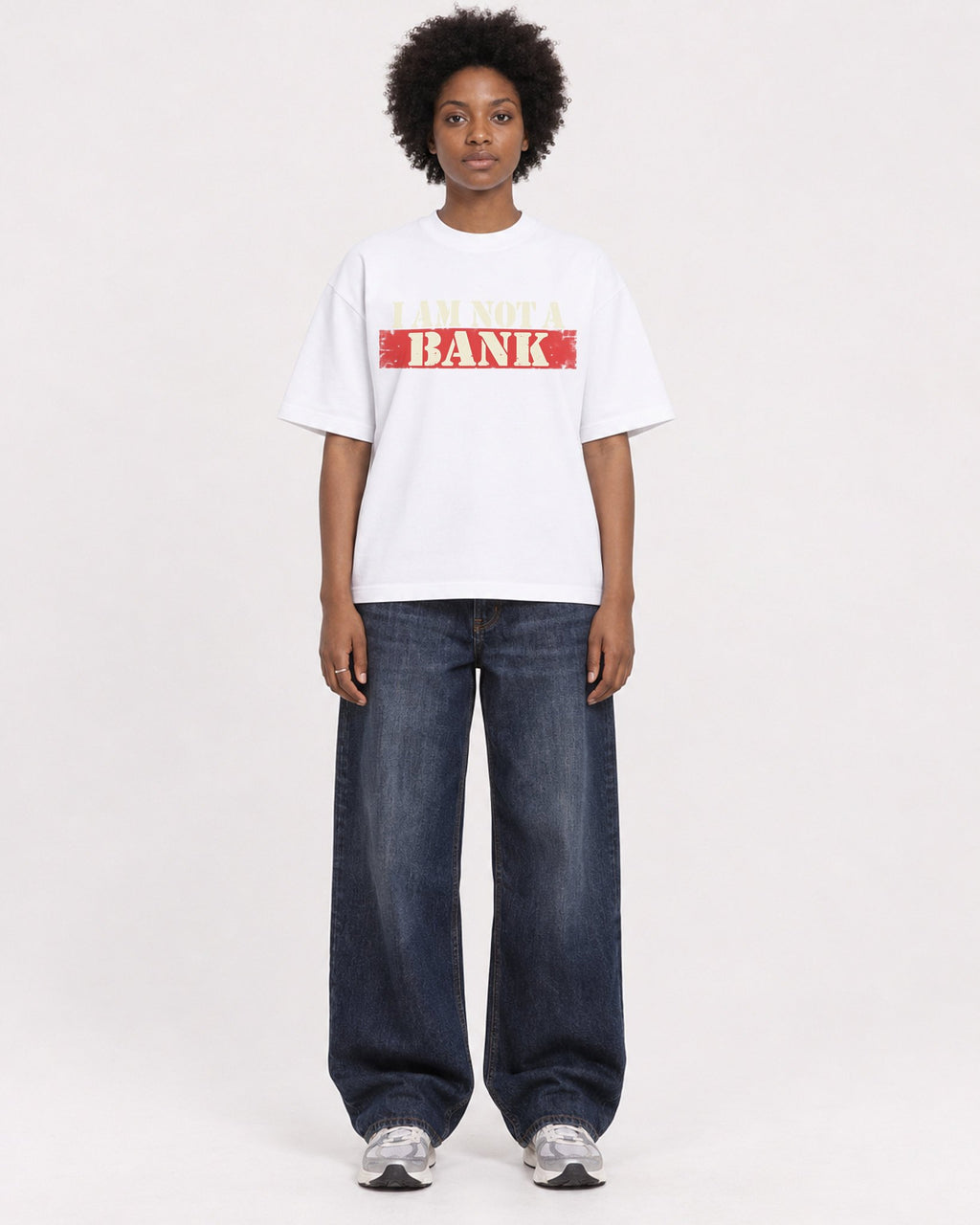 Mockup Boxy Heavyweight Tee White female full-body 14