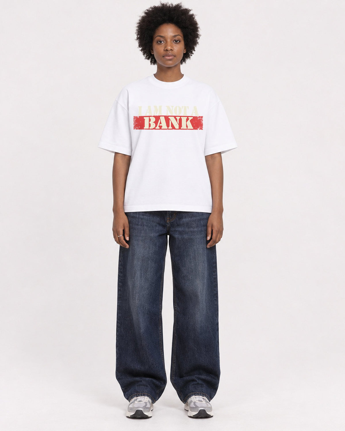 Mockup Boxy Heavyweight Tee White female full-body 14