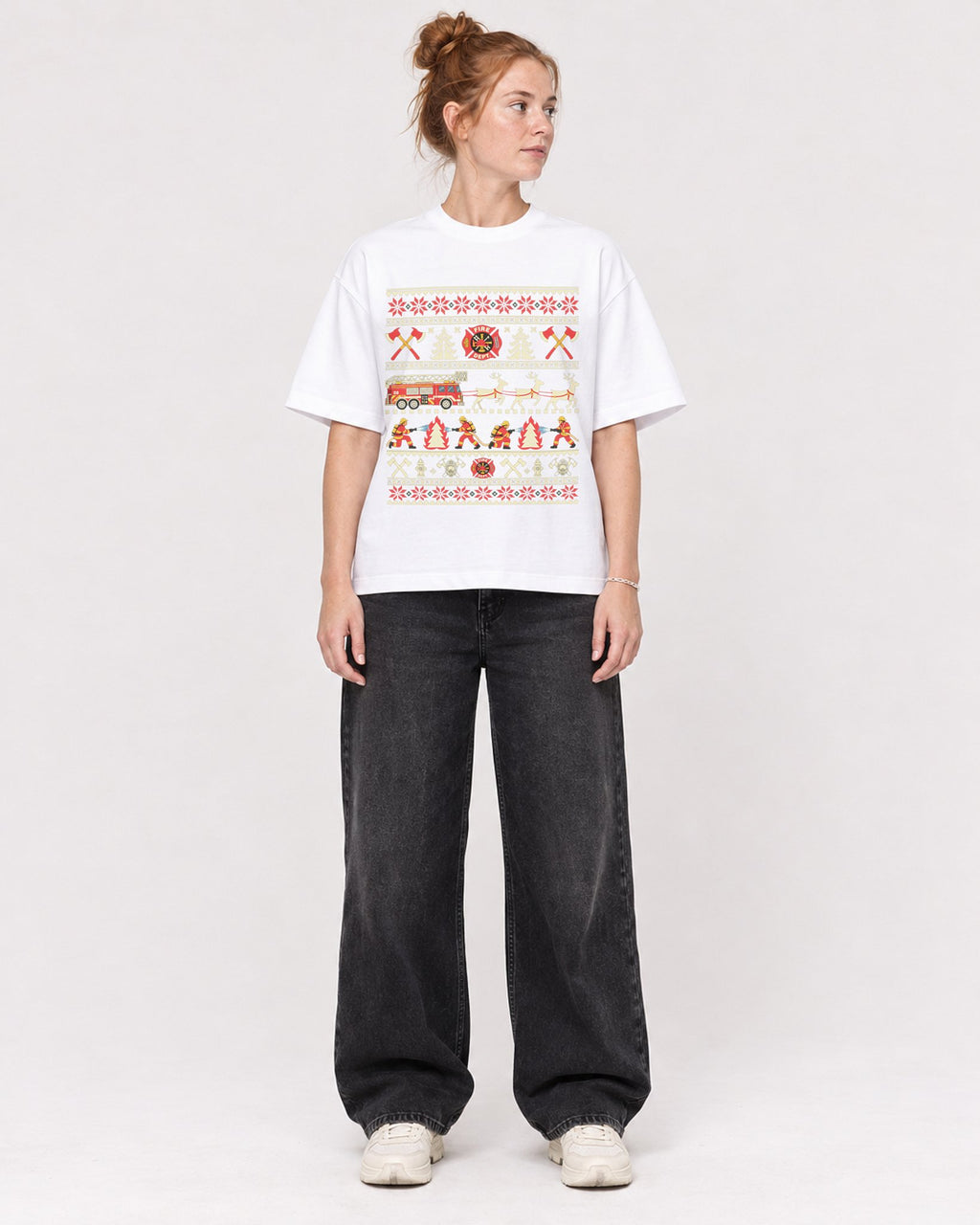 Mockup Boxy Heavyweight Tee White female full-body 28