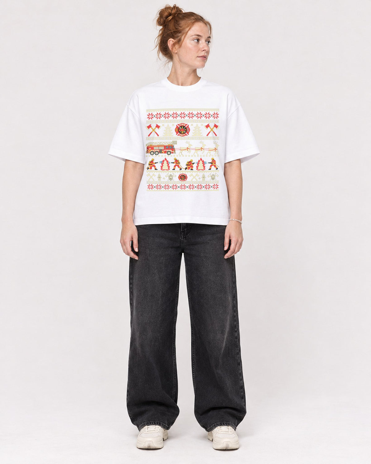 Mockup Boxy Heavyweight Tee White female full-body 28
