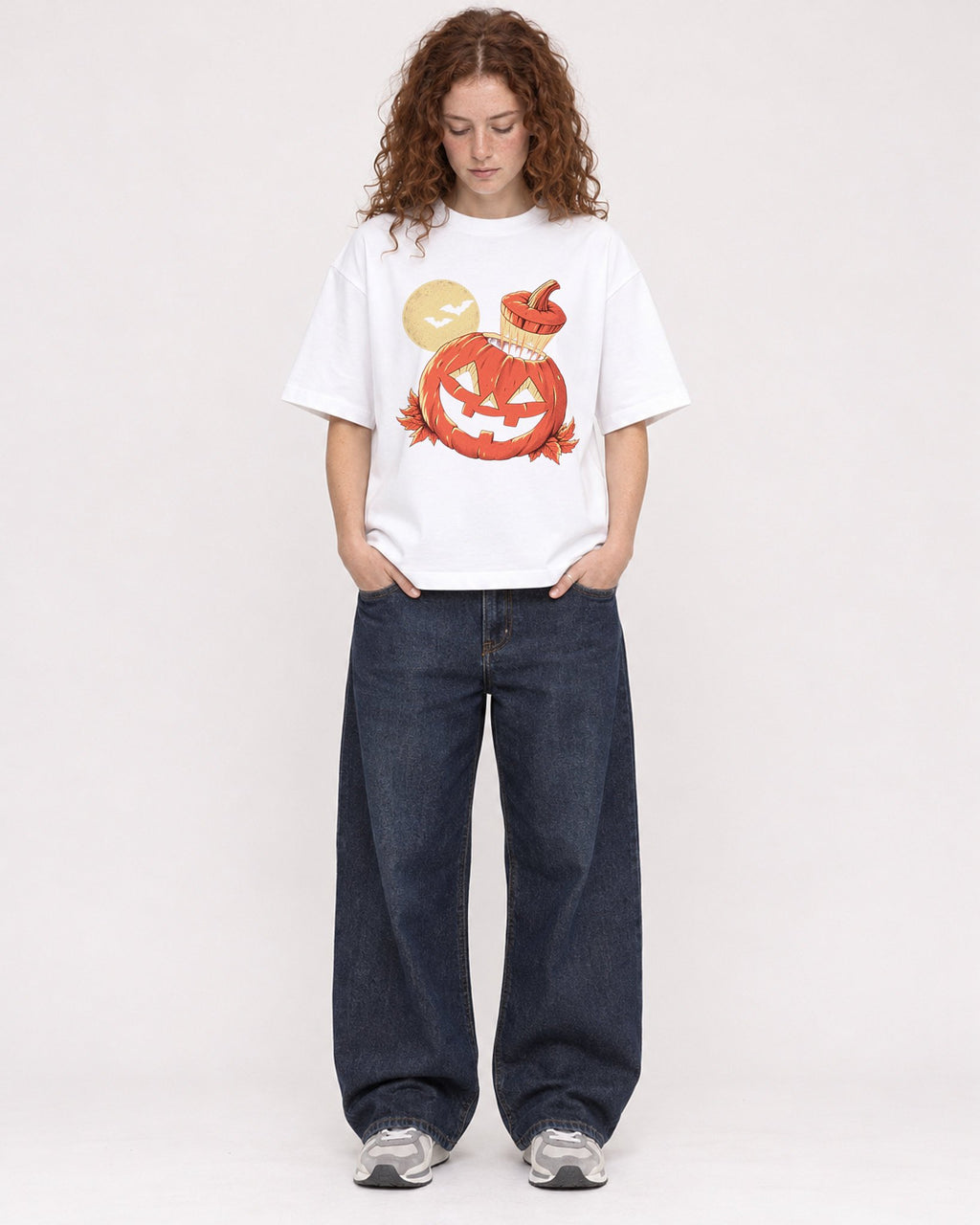 Mockup Boxy Heavyweight Tee White female full-body 09