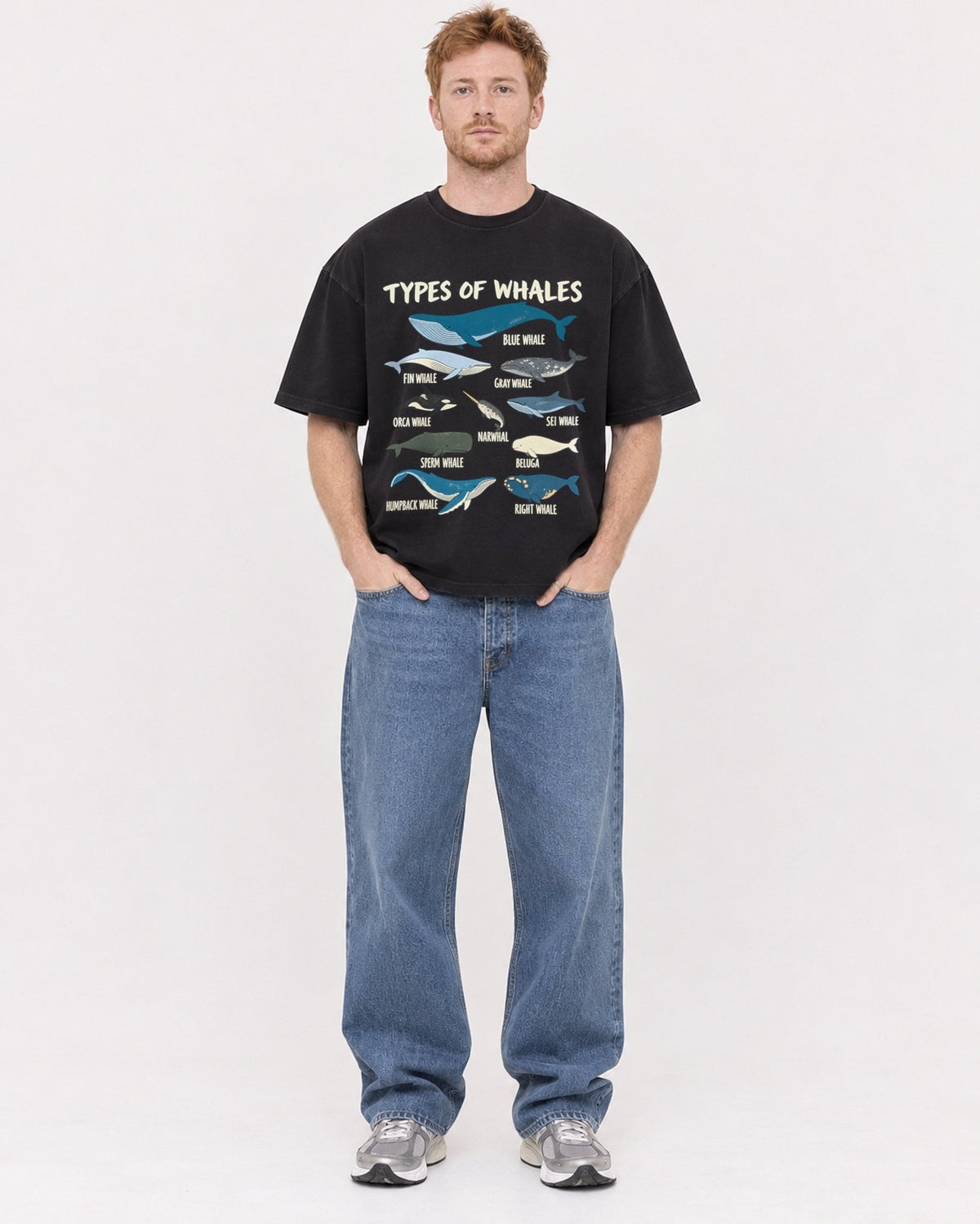 Mockup Boxy Heavyweight Tee Black male full-body 38