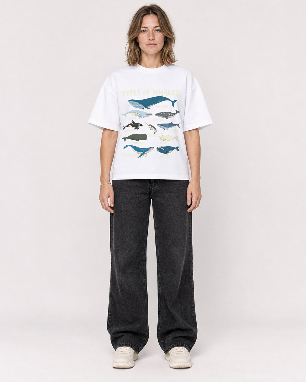 Mockup Boxy Heavyweight Tee White female full-body 38