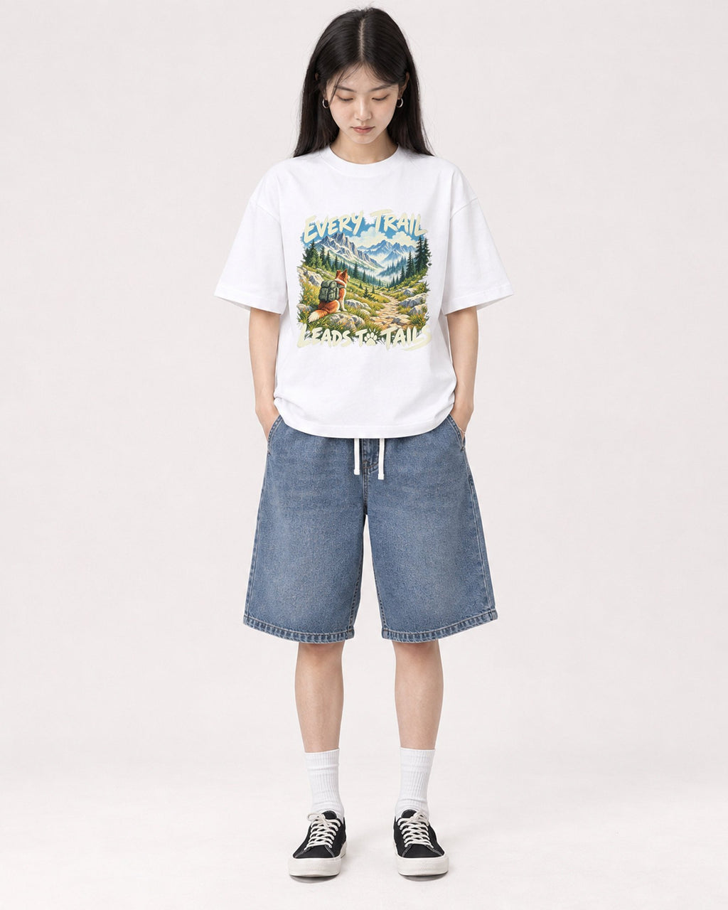 Mockup Boxy Heavyweight Tee White female full-body 01