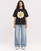 Mockup Boxy Heavyweight Tee Black female full-body 07