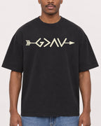Mockup Boxy Heavyweight Tee Black male close-up 14