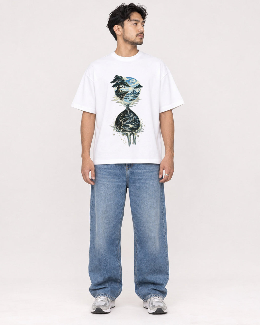 Mockup Boxy Heavyweight Tee White male full-body 02