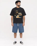 Mockup Boxy Heavyweight Tee Black male full-body 07