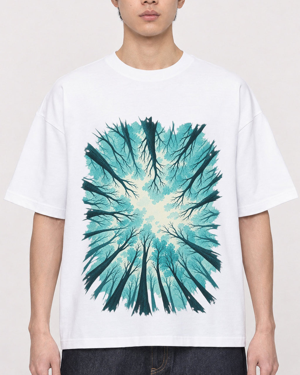 Mockup Boxy Heavyweight Tee White male close-up 01