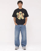 Mockup Boxy Heavyweight Tee Black male full-body 06