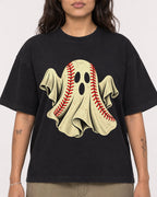 Mockup Boxy Heavyweight Tee Black female close-up 06